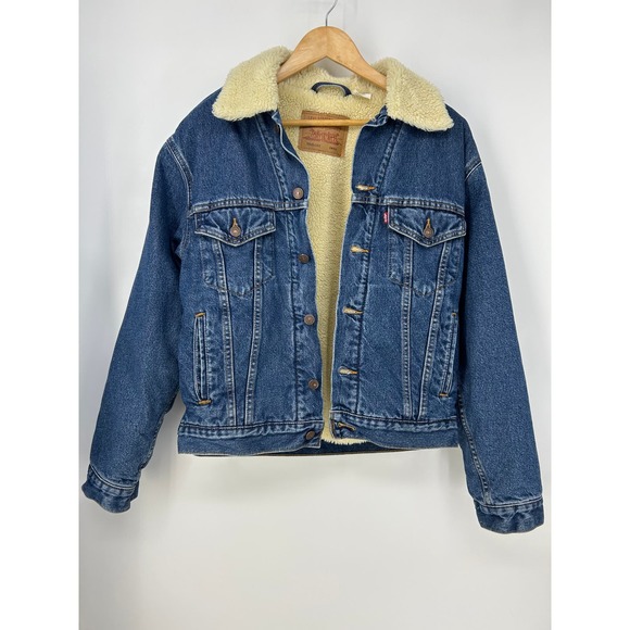 Levi's Other - Vintage Levis Mens Medium Wash Denim Sherpa Lined Button Trucker Jacket Size S